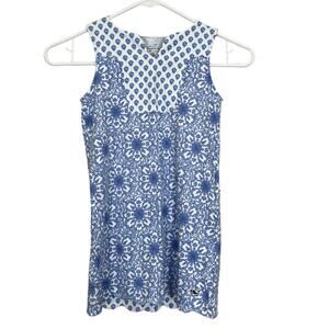 Vineyard Vines Sleeveless Cotton Dress Scallop Hem Geometric Floral Girl XS 5 6